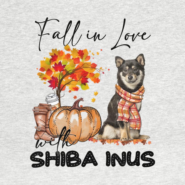 Fall In Love With Shiba Inus Fall Pumpkin Thanksgiving by Gearlds Leonia